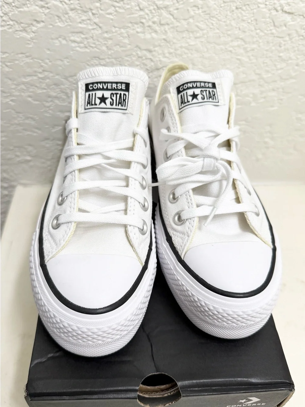 Converse Chuck Taylor White Low-Top Platform Sneakers - Picture 2 of 6